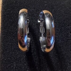 Silver Tone Metal Hoop Earrings